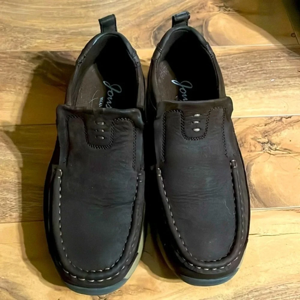 EUC Jonsen Men’s Milan Leather Loafer Slip On Brown Moccasin Beige Comfortable 8